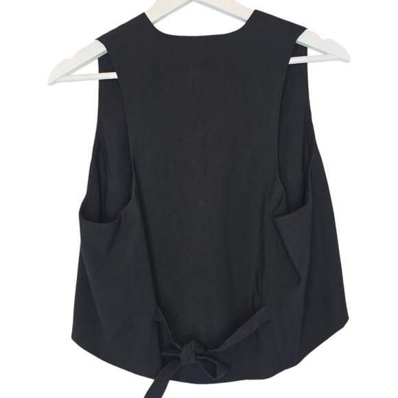 ROBERTSON + RODEO Gabrielle Tuxedo Vest Black Button Tie Back Women's Large Chic - Picture 5 of 10